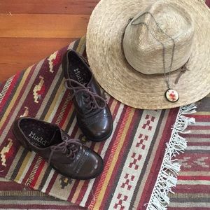 Lace up mudd oxford heels vegan leather